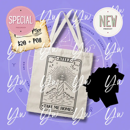 Ateez Tarot Card Canvas Tote